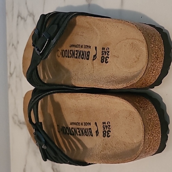 Birkenstock Granada Black Leather Strappy Buckle Soft Bed Sandals W7 Boho Comfy - Picture 4 of 12